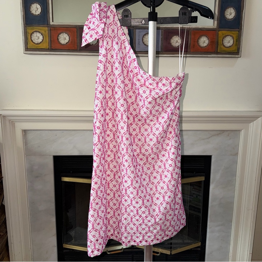 NWT J. Crew Factory Eyelet One-Shoulder Bow Embellished Knee Length Dress